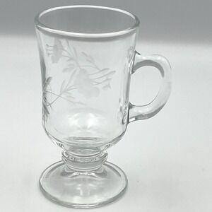 Vintage‎ 1980s Princess House Heritage Irish Coffee Glass Mug Etched 4 3/8"